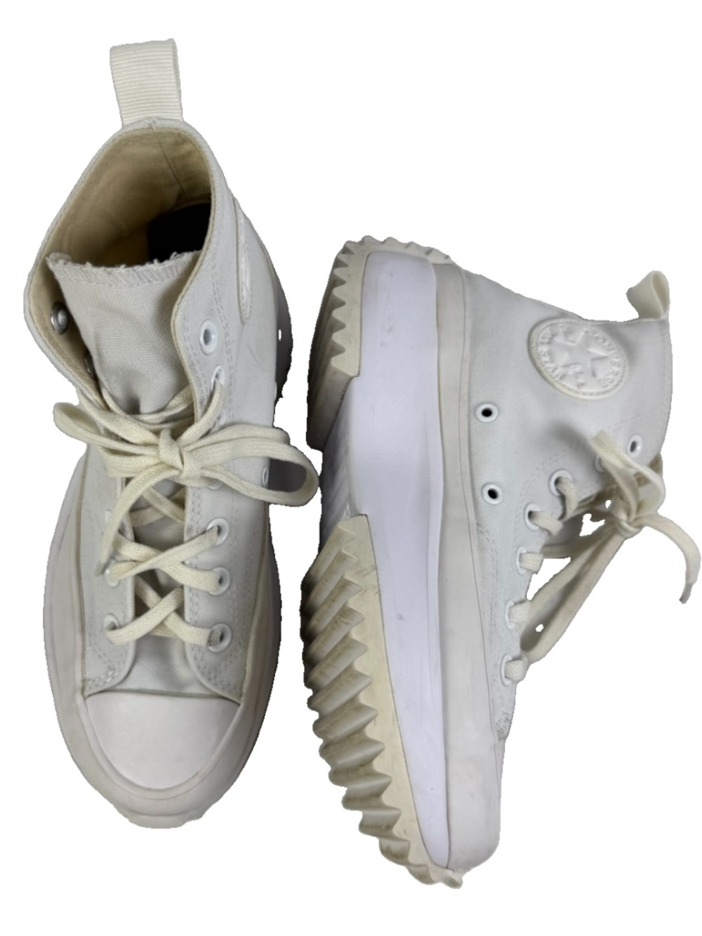 Converse Run Star Hike Hi Platform Sneakers Shoe White Womens 170777C Canvas EUC